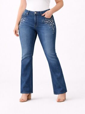 White House Black Market Embellished Bootcut Jeans Size 12